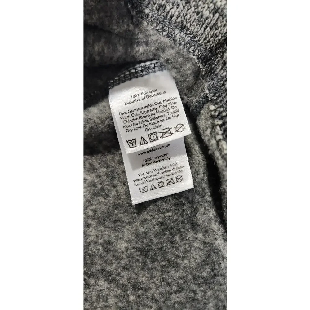 Eddie Bauer Sweater Mens XL Gray Radiator Fleece Snap Front Pullover Hiking
